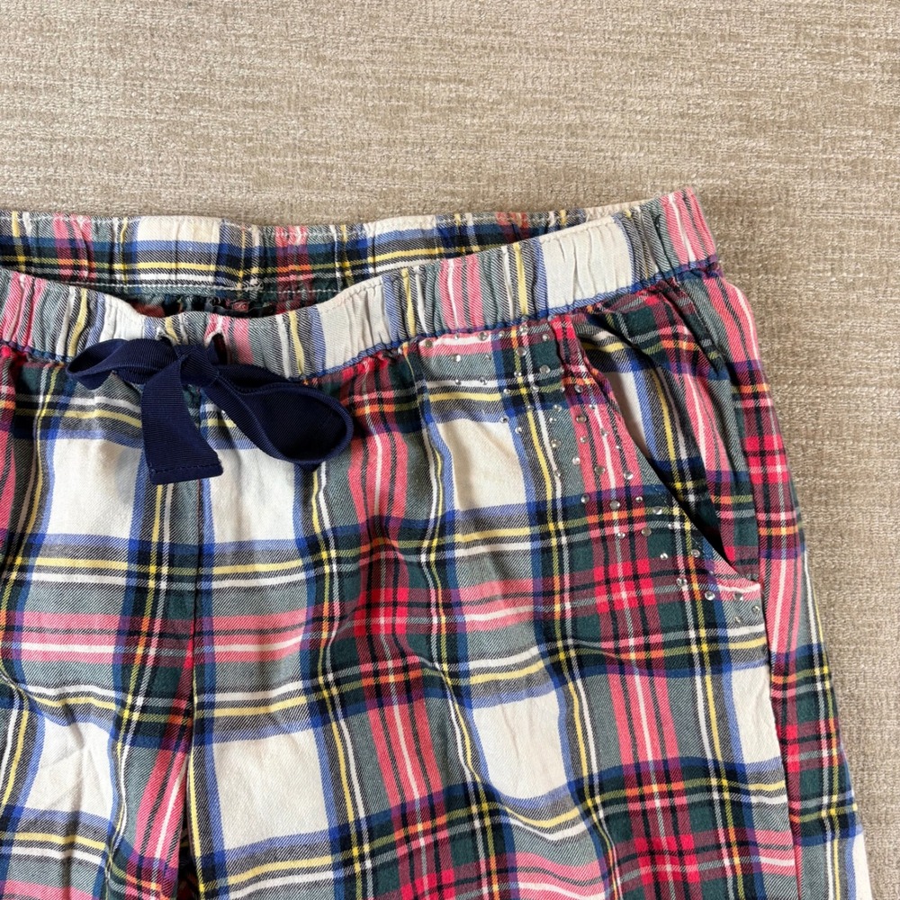 Aerie Plaid Pajama Pants Womens L Multicolor Rhinestone EUC Loungewear Sleepwear